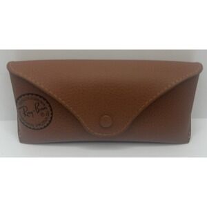Ray Ban Authentic Sun/Eye Glass Snap Case Only, Brown Faux Leather w/Black Felt‎